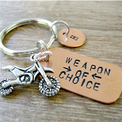 Personalized Dirt Bike Key Chain, Weapon Of Choice